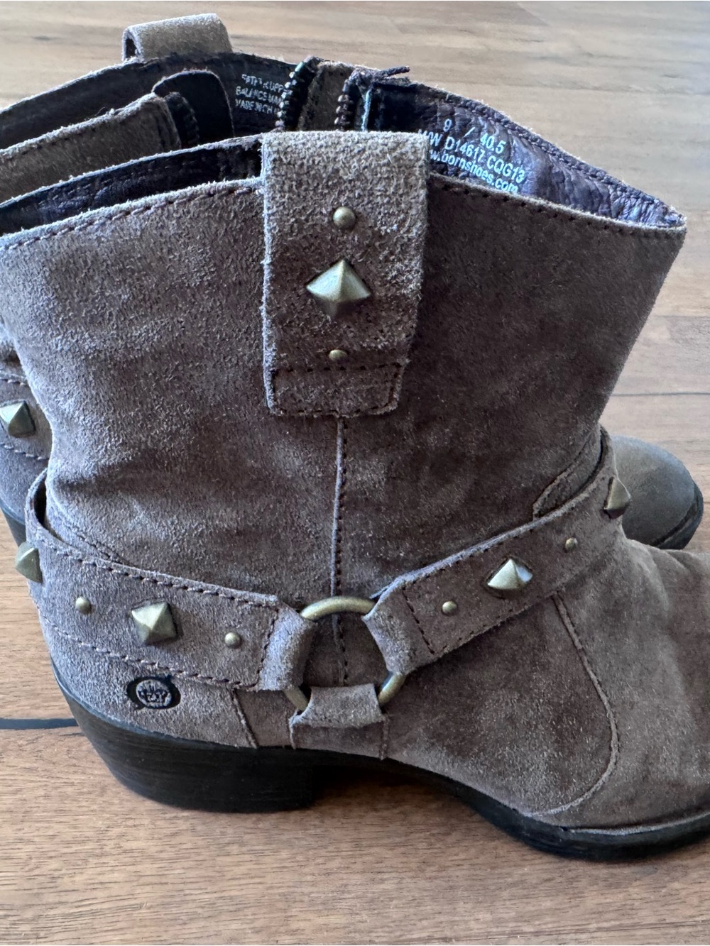 Born Women's Brown Suede Studded Ankle Boots